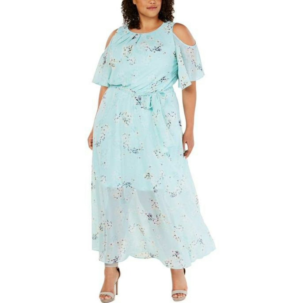 Calvin Klein Plus Size Cold-Shoulder Maxi dress